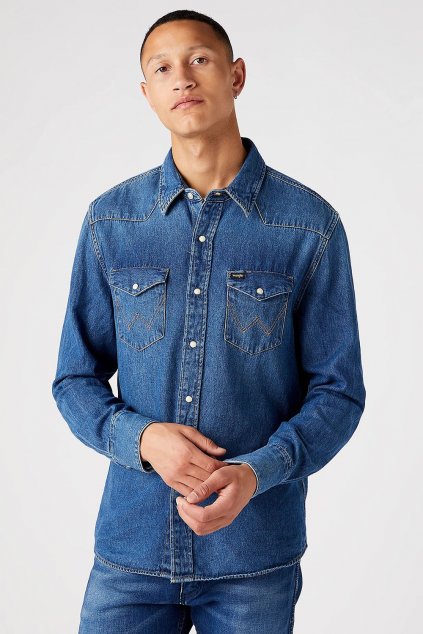 Pánska rifľová košeľa Wrangler® 27MW Dark Stone 112341088