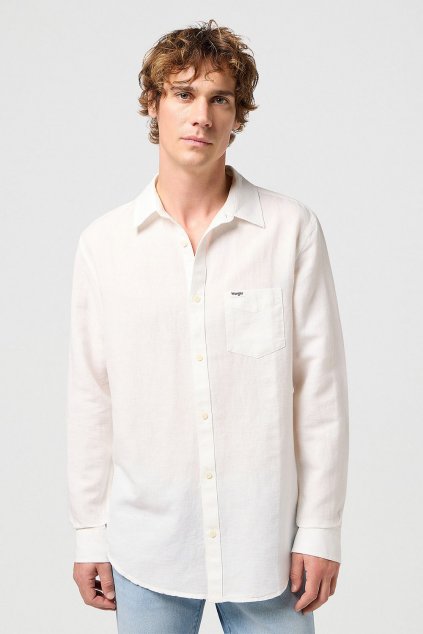 Pánska košeľa Wrangler® LONG SLEEVE ONE POCKET SHIRT IN WORN WHITE 112352281