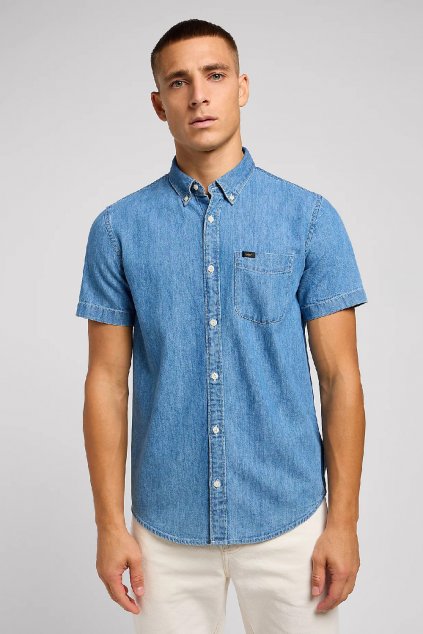 Pánska košeľa Lee Short Sleeve Button Down Shirt in Shasta Blue 112349963