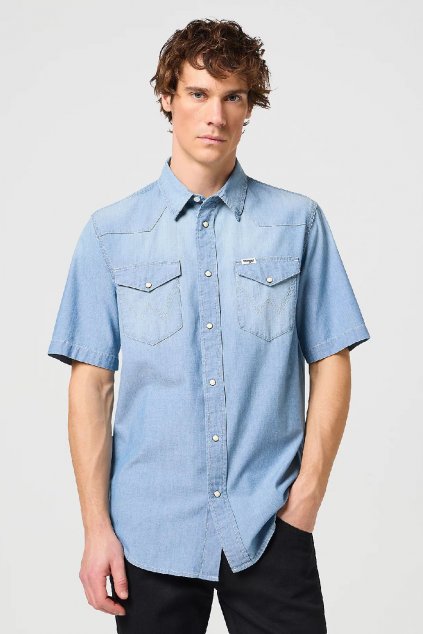 Pánska košeľa Wrangler® SHORT SLEEVE WESTERN SHIRT IN LIGHT STONE 112350573