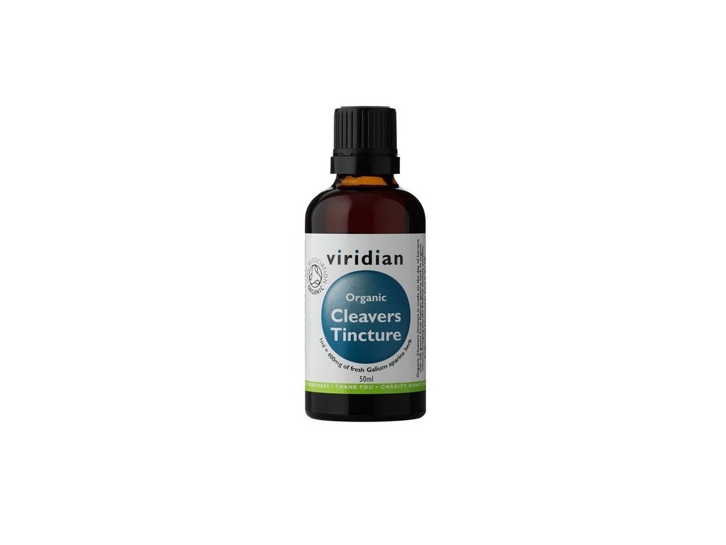 Viridian Organic Cleavers Tincture 50 ml  + ZDARMA tester produktu (protein, nakopávač, tyčinka)