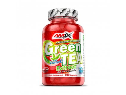 Amix Green TEA Extract with Vitamin C 100 kapslí  + ZDARMA tester produktu (protein, nakopávač, tyčinka)