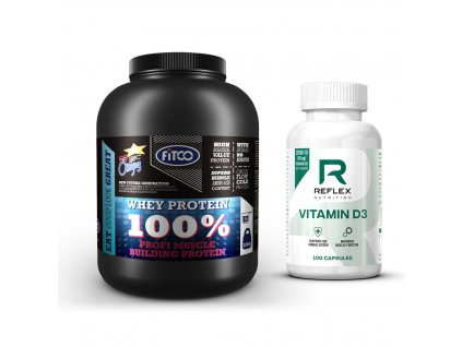 Fitco 100% WHEY Protein 2250 g  + Vitamin D3 100 kapslí ZDARMA
