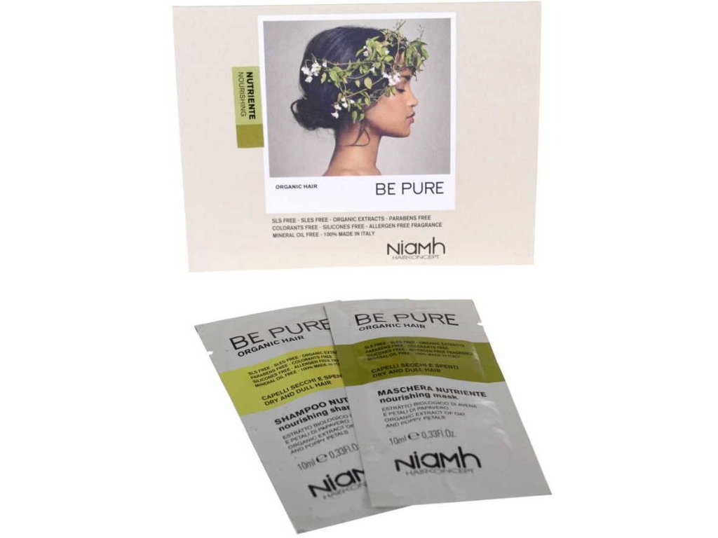 Šampón a maska pre suché a oslabené vlasy Niamh Be Pure Nourishing vzorka