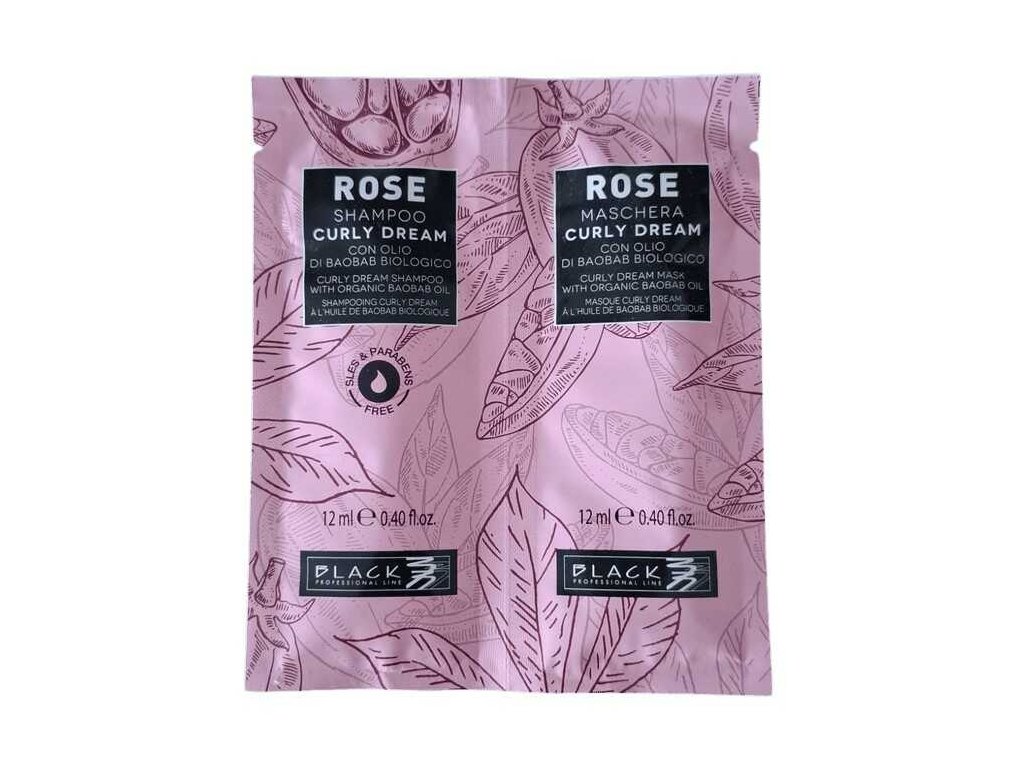 Šampón a maska pre vlnité a kučeravé vlasy Black Rose Black Professional vzorka