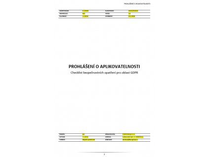 prohlášení o aplikovatelnosti