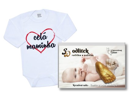 Dárkový set: 3D Odlitek + vtipné body vel 68 CELÁ MAMINKA