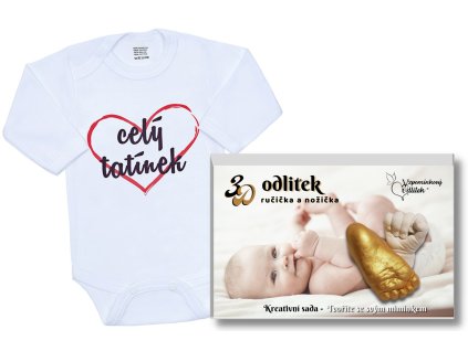 Dárkový set: 3D Odlitek + vtipné body vel 68 CELÝ TATÍNEK