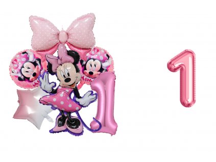 Set foliových balonků Minnie růžové