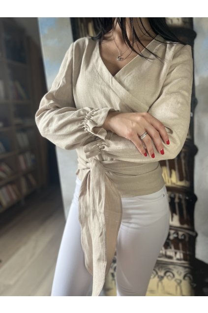 Dámsky ľanový zavinovací top Isabella