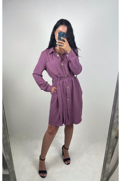 Dámske mušelínové šaty Camila - s golierom