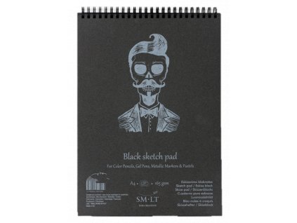 SM.LT Skicař černý Black sketch pad A4, 30 listů, 165g/m2