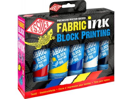 fabia5 essdee fabric block printing ink primary colours pack 5 x 100 ml