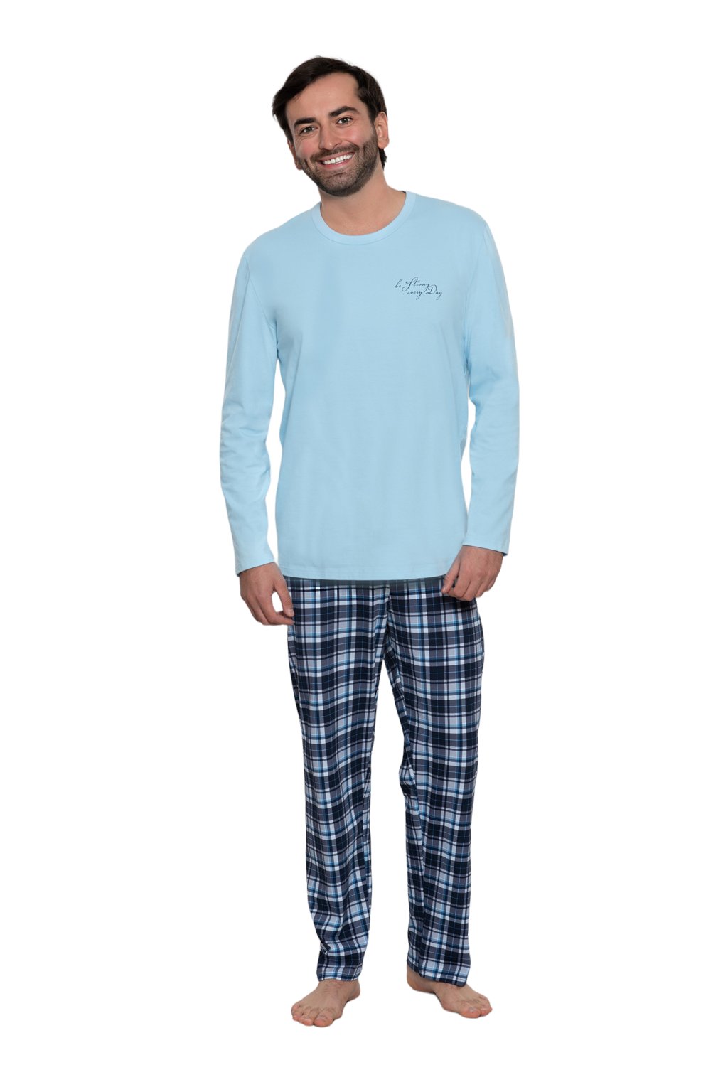 Pánské pyžamo s dlouhým rukávem, 204169 18, modrá
