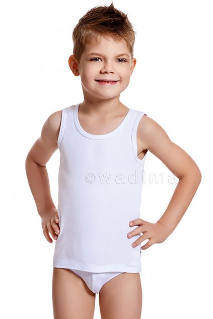 Chlapecký nátělník se širokými ramínky, 502DANIEL 1, bílá (Velikost 140)