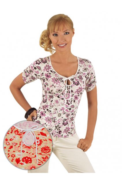 Dámská halenka s krátkým rukávem, 103173 82, meruňková (Velikost S)