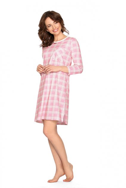 Dámská noční košile se 7/8 rukávem, 104462 366, růžová (Velikost M)