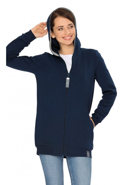 Dámská rozpínací mikina s dlouhým rukávem, 103773 28, modrá (Velikost S)