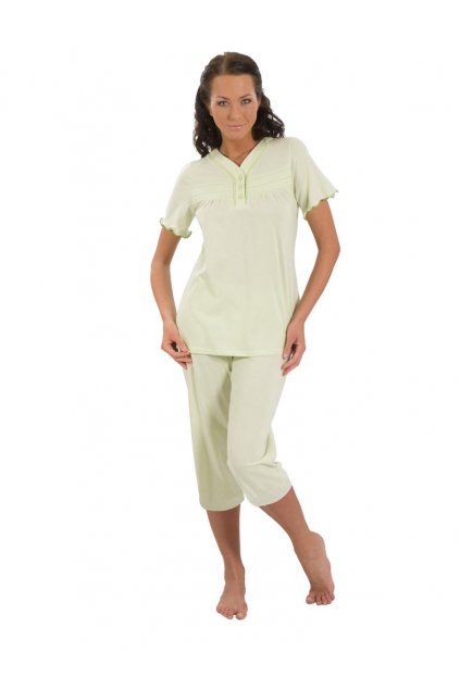 Dámské pyžamo s krátkým rukávem a dlouhými nohavicemi, 104145 224, zelená (Velikost M)