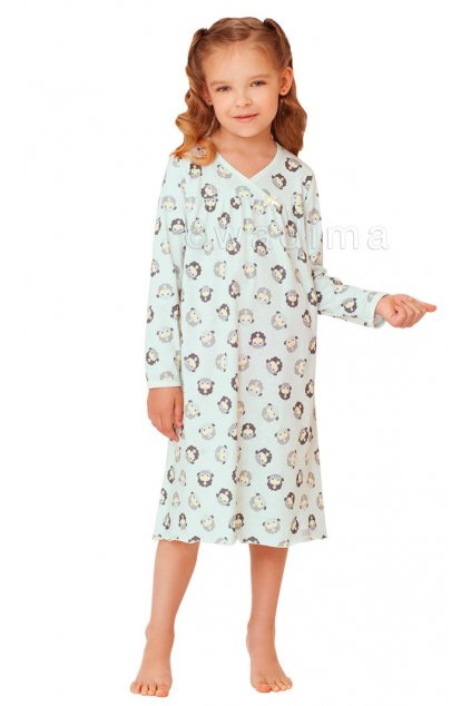 Dívčí noční košile s dlouhým rukávem, 404126 114, mátová