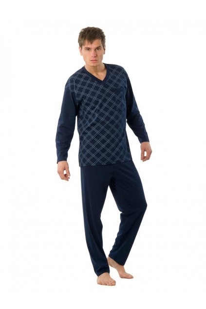 Pánské pyžamo s dlouhým rukávem, 204ERNESTd 505, světle zelená/tmavě zelená (Velikost M)