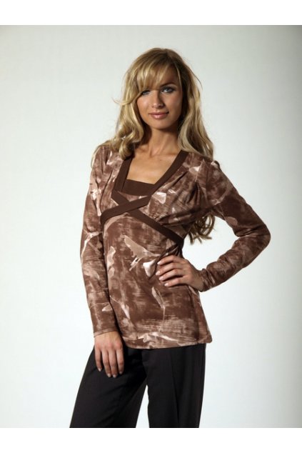 Dámská halenka s dlouhým rukávem, 103238 108, hnědá (Velikost M)