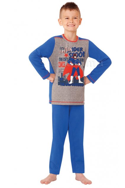 Chlapecké pyžamo s dlouhým rukávem, 50485 875, šedá/modrá (Velikost 98)