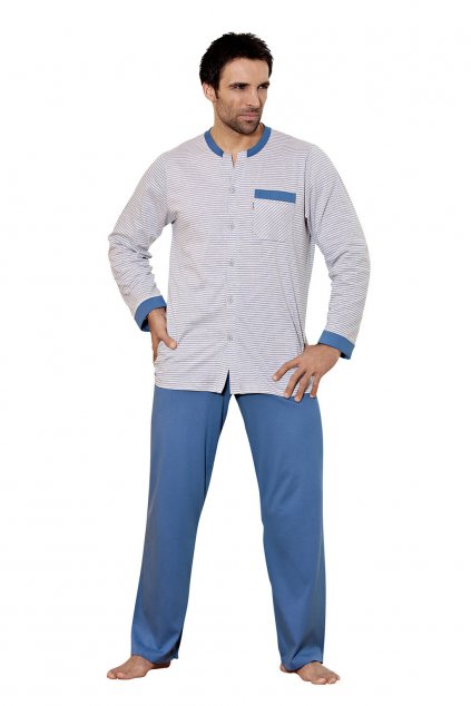 Pánské pyžamo s dlouhým rukávem, 20440 653, šedá (Velikost M)