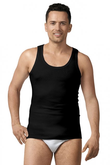 Pánský nátělník se širokými ramínky, 20207 29, černá (Velikost XXL)