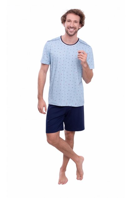 Pánské pyžamo s krátkým rukávem, 204150 58, modrá (Velikost XL)