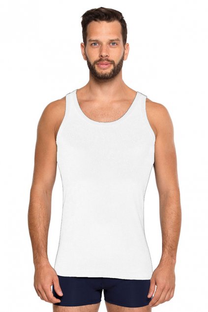Pánský nátělník se širokými ramínky, 202KORNEL 1, bílá (Velikost S)