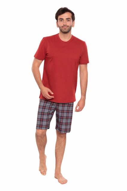 Pánské pyžamo s krátkým rukávem, 204147 145, červená (Velikost L)