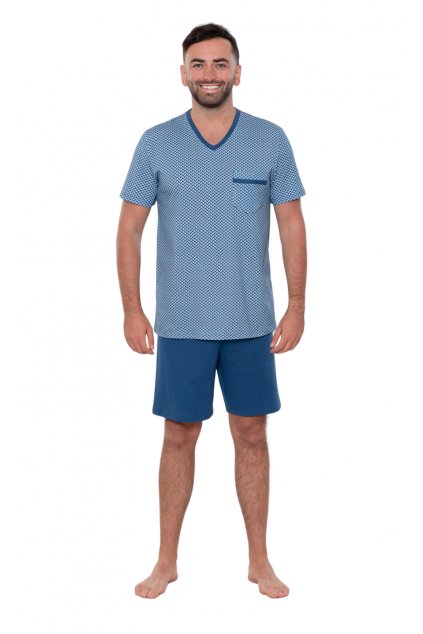Pánské pyžamo s krátkým rukávem, 204132 259, modrá (Velikost XL)