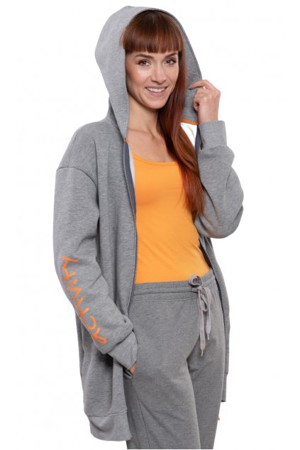 Dámská rozpínací mikina s dlouhým rukávem, 103832 32, šedá (Velikost M)