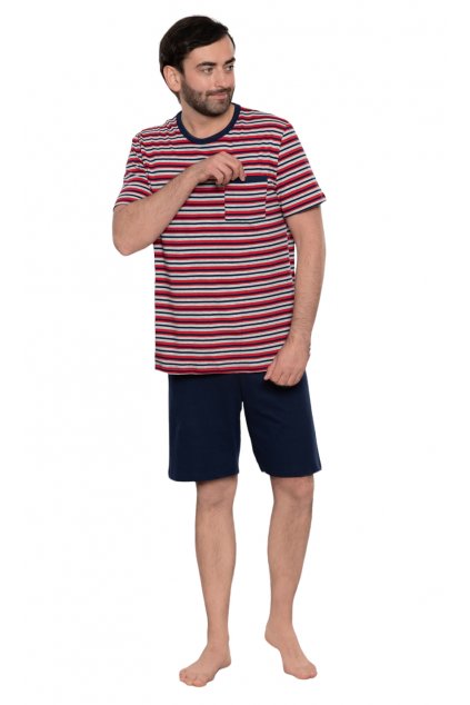 Pánské pyžamo s krátkým rukávem, 204177 28, modrá (Velikost L)