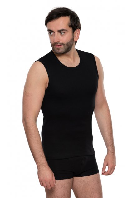 Pánský nátělník se širokými ramínky, 20223 29, černá (Velikost S)