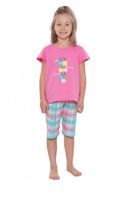 Dívčí pyžamo s krátkým rukávem, 404178 11, růžová