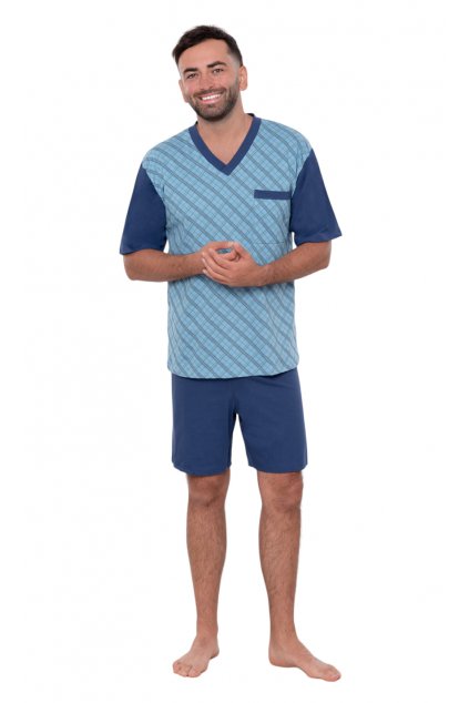 Pánské pyžamo s krátkým rukávem, 204ERNESTk 367, modrá (Velikost XL-6)