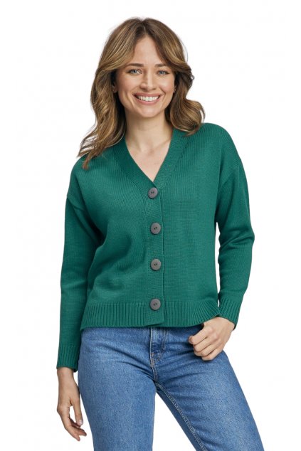 Dámský svetr rozpínací, 10667 206, zelená (Velikost XL)