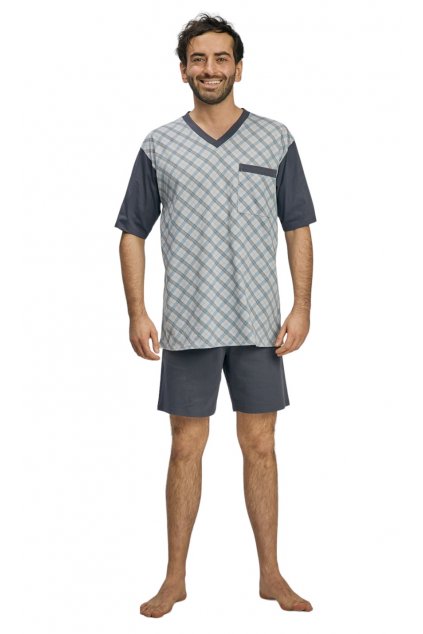 Pánské pyžamo s krátkým rukávem, 204ERNESTk 60, šedá (Velikost XXXL)