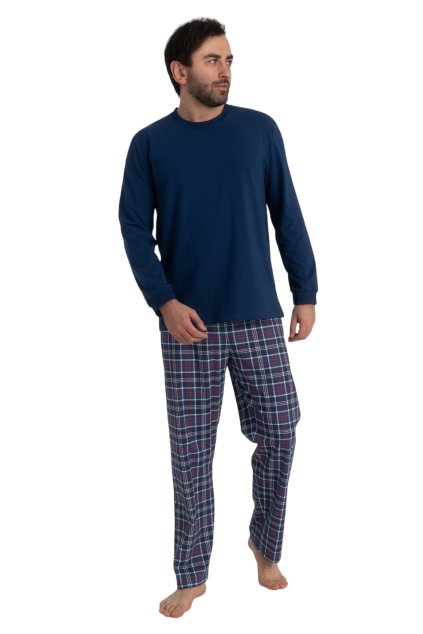 Pánské pyžamo s dlouhým rukávem, 204201 208, modrá (Velikost 176)