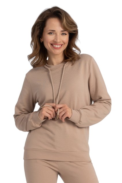 Dámská mikina s dlouhým rukávem, 1N392 331, béžová (Velikost 40)