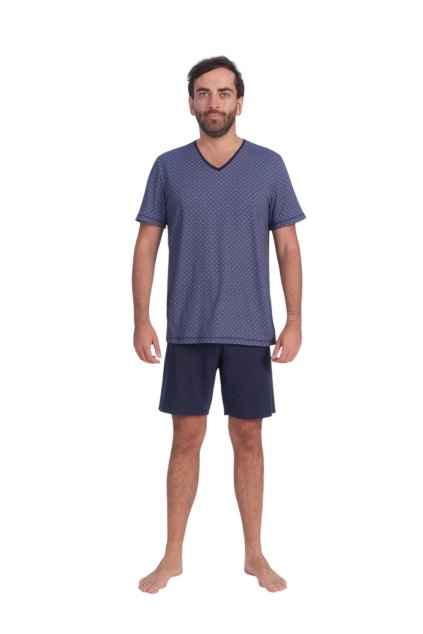 Pánské pyžamo s krátkým rukávem, 204208 101, tmavě modrá (Velikost XXXL)
