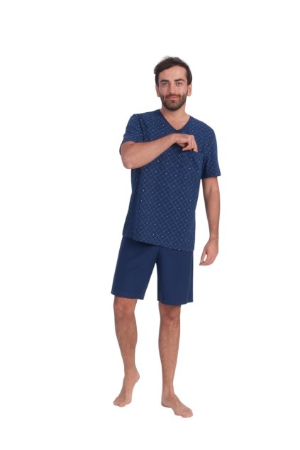 Pánské pyžamo s krátkým rukávem, 204210 28, modrá (Velikost XL)