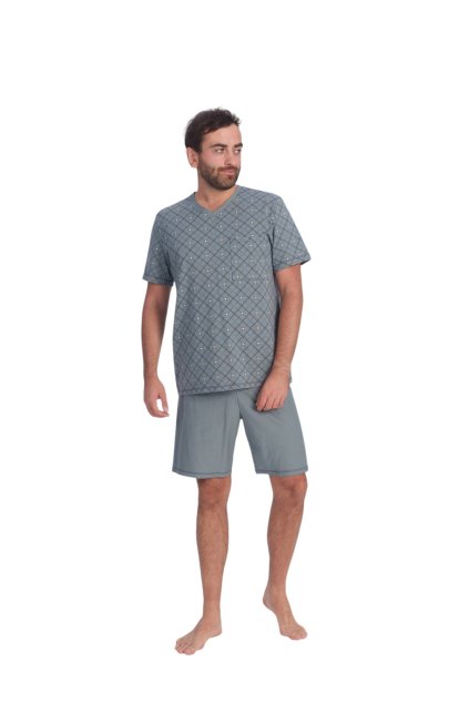 Pánské pyžamo s krátkým rukávem, 204210 480, modrá (Velikost XXL)