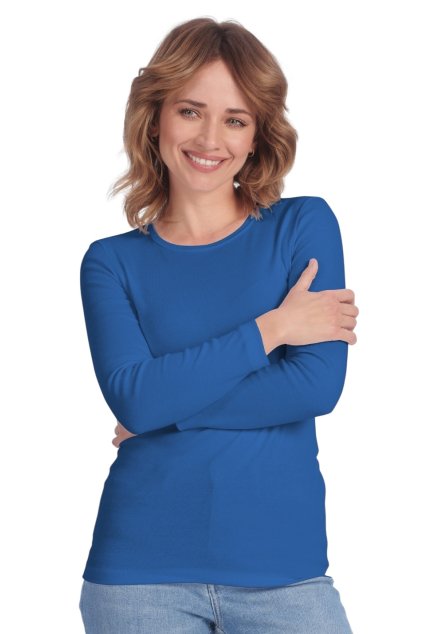 Dámská halenka s dlouhým rukávem, 103535 459, modrá (Velikost S)