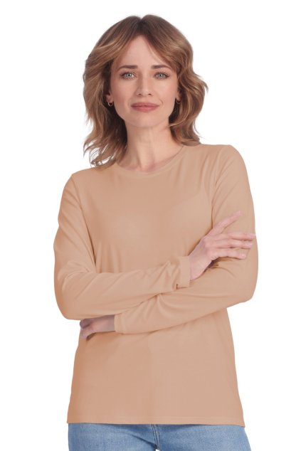 Dámská halenka s dlouhým rukávem, 1N396 954, béžová (Velikost 36)