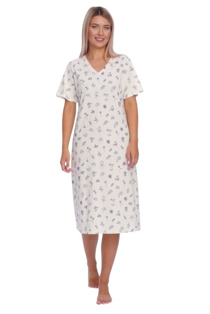 Dámská noční košile s krátkým rukávem, 104806 254, bílá (Velikost M)