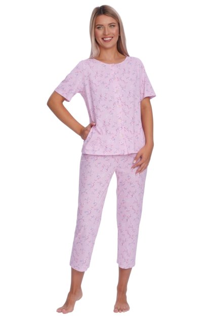 Dámské pyžamo s krátkým rukávem a 3/4 nohavicemi, 104812 965, lila (Velikost M)