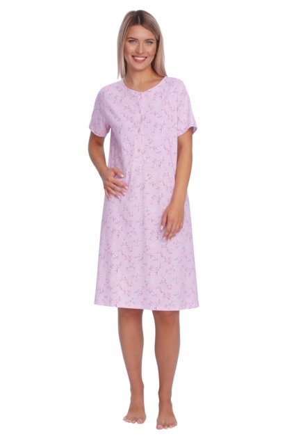 Dámská noční košile s krátkým rukávem, 104813 965, lila (Velikost M)